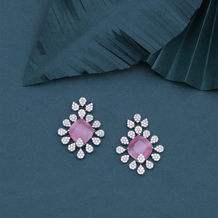 Cz Classic Earring With Rhodium Plating 433108