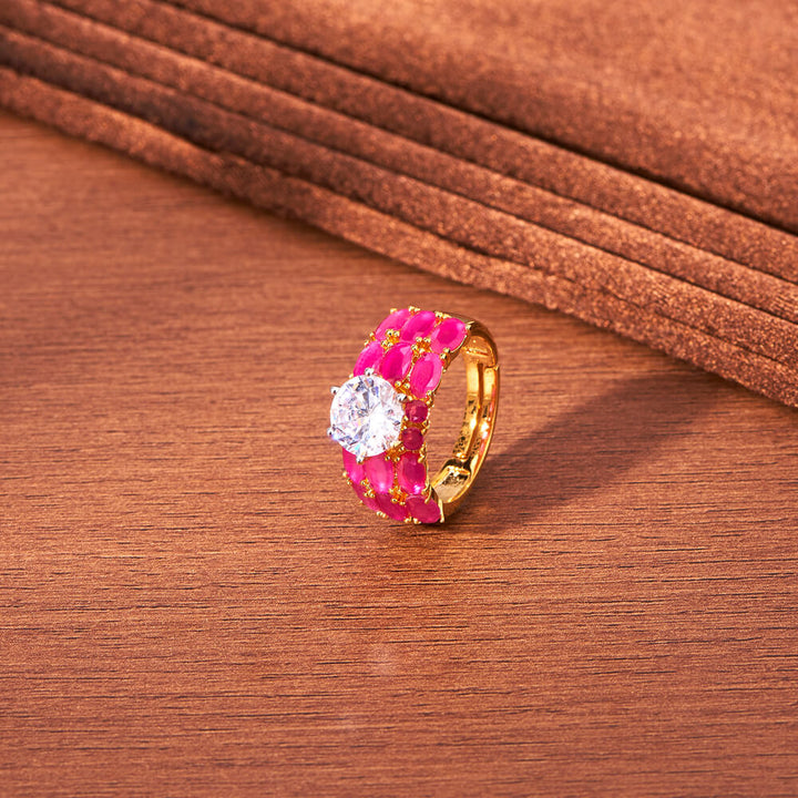 Cz Adjustable Finger Ring With 2 Tone Plating 433124