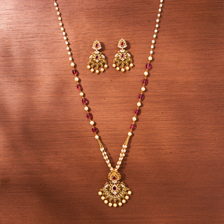 Cz South Indian Necklace With Gold Plating 433146