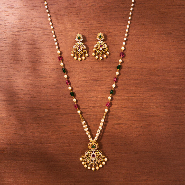 Cz South Indian Necklace With Gold Plating 433146