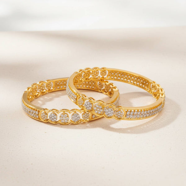 433273 Cubic Zirconia Classic Bangles With 2 Tone Rhodium Plating