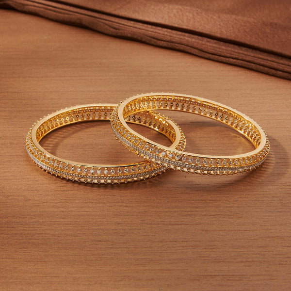 433353 Cubic Zirconia Classic Bangles With 2 Tone Plating