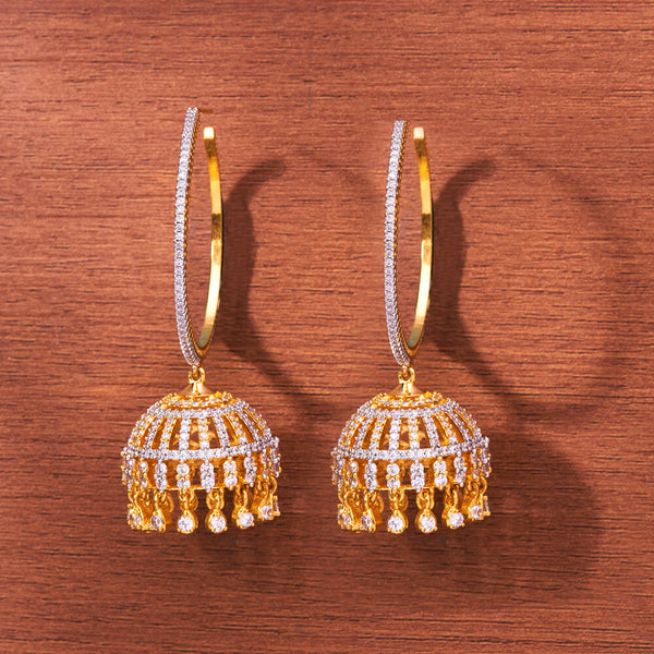 Cubic Zirconia Bali Jhumki With Gold Rhodium Plating 433357