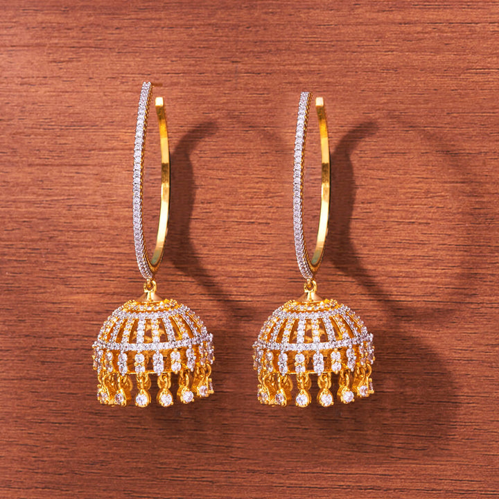 Cubic Zirconia Bali Jhumki With Gold Rhodium Plating 433357