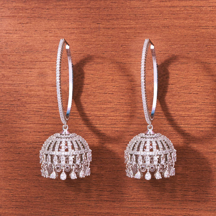 Cubic Zirconia Bali Jhumki With Gold Rhodium Plating 433357