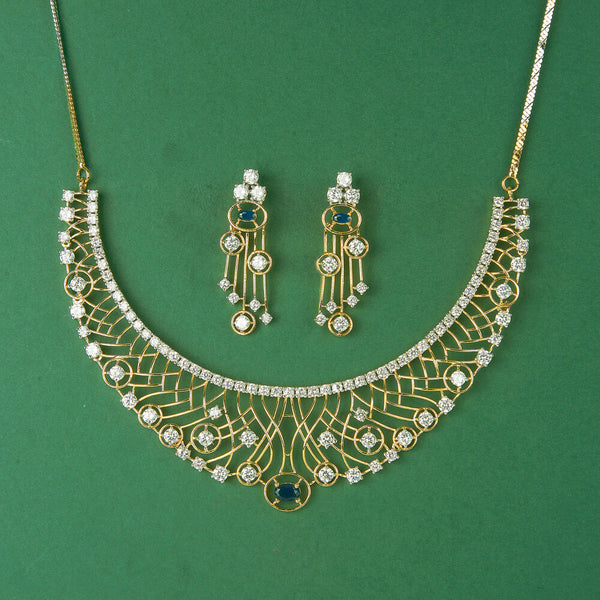 433362 Cubic Zirconia Classic Necklace Set With 2 Tone Plating