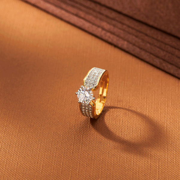 American Diamond Adjustable Ring With 2 Tone Rhodium Plating 433519