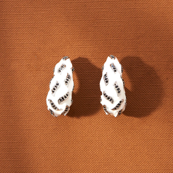 American Diamond Meenakari Bali With Rhodium Plating 433585