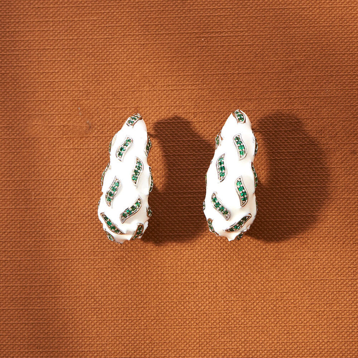 American Diamond Meenakari Bali With Rhodium Plating 433585