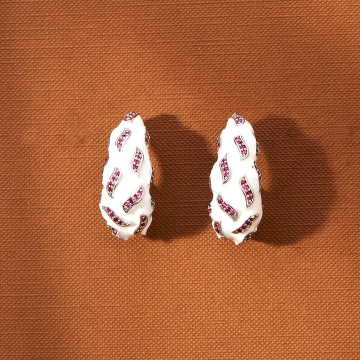 American Diamond Meenakari Bali With Rhodium Plating 433585