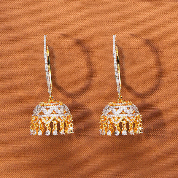 American Diamond Classic Jhumki With 2 Tone Rhodium Plating 433625