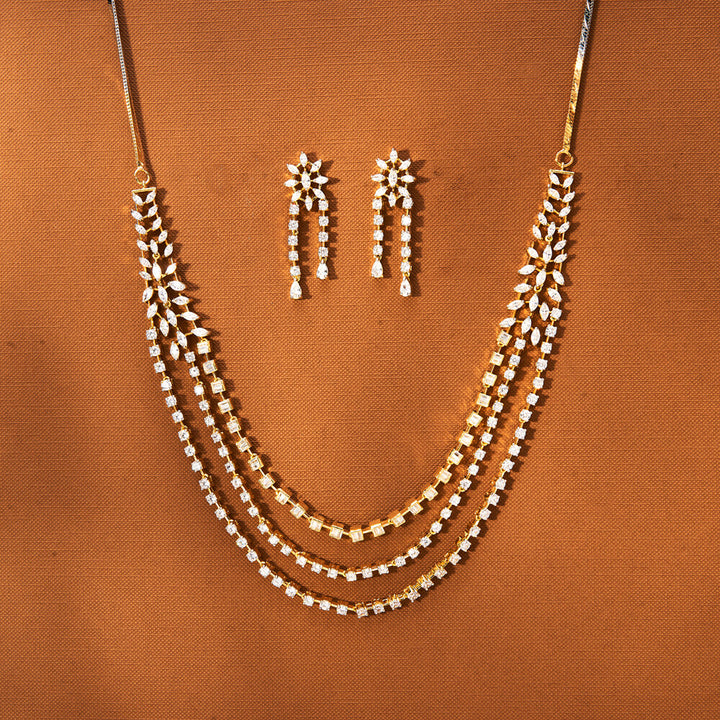 American Diamond Classic Necklace With 2 Tone Rhodium Plating 433647