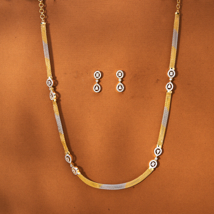 American Diamond Classic Necklace With 2 Tone Plating 433648