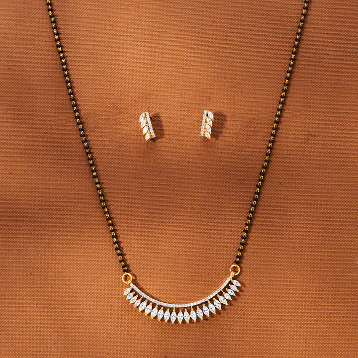 American Diamond Tanmaniya Mangalsutra With 2 Tone Rhodium Plating 433660