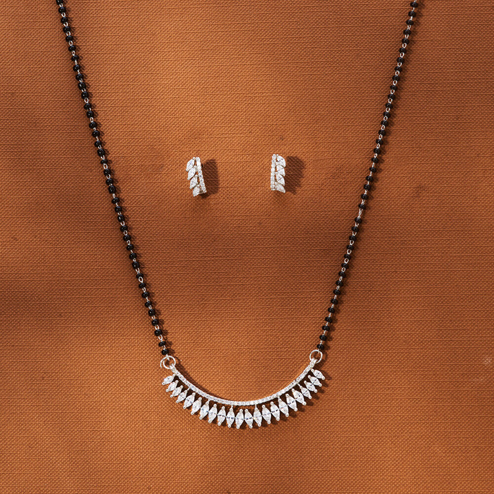 American Diamond Tanmaniya Mangalsutra With 2 Tone Rhodium Plating 433660