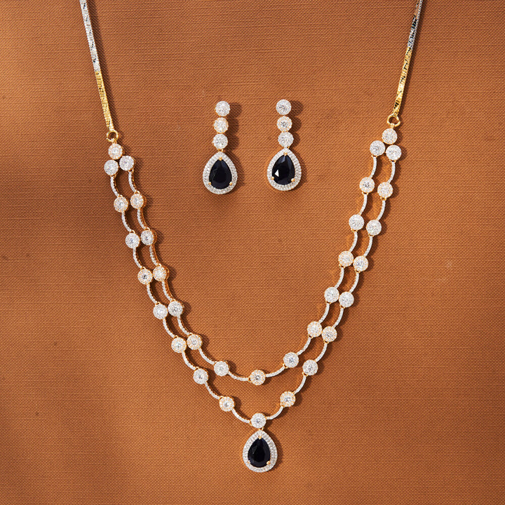 American Diamond Classic Necklace With 2 Tone Plating 433716