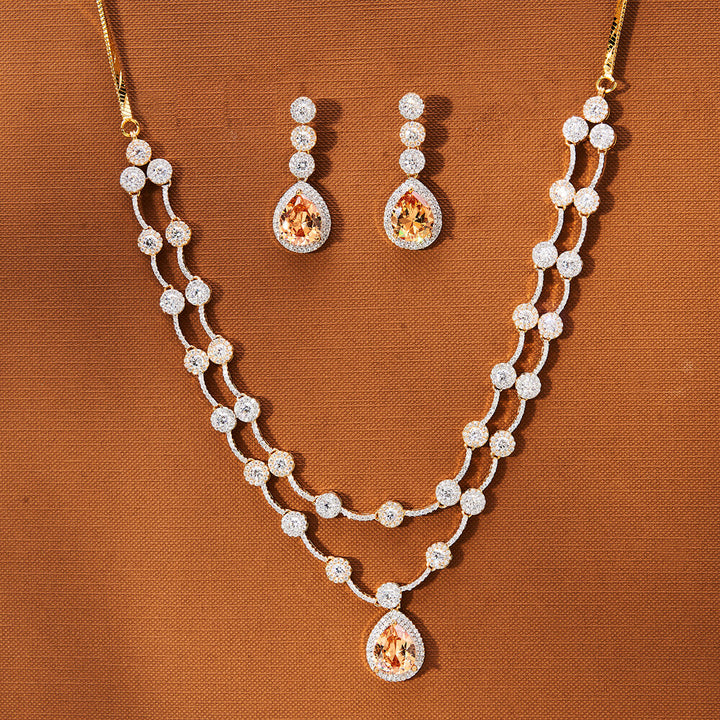 American Diamond Classic Necklace With 2 Tone Plating 433716