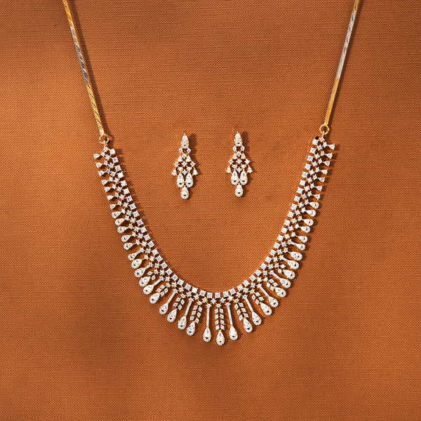 American Diamond Classic Necklace With 2 Tone Rhodium Plating 433719