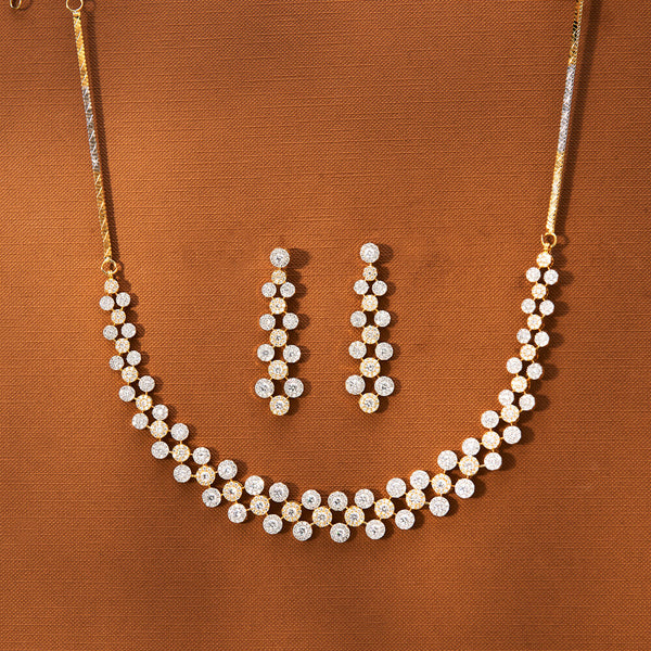 American Diamond Classic Necklace With 2 Tone Plating 433724