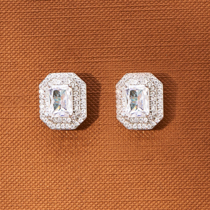 American Diamond Delicate Tops With 2 Tone Rhodium Plating 433730