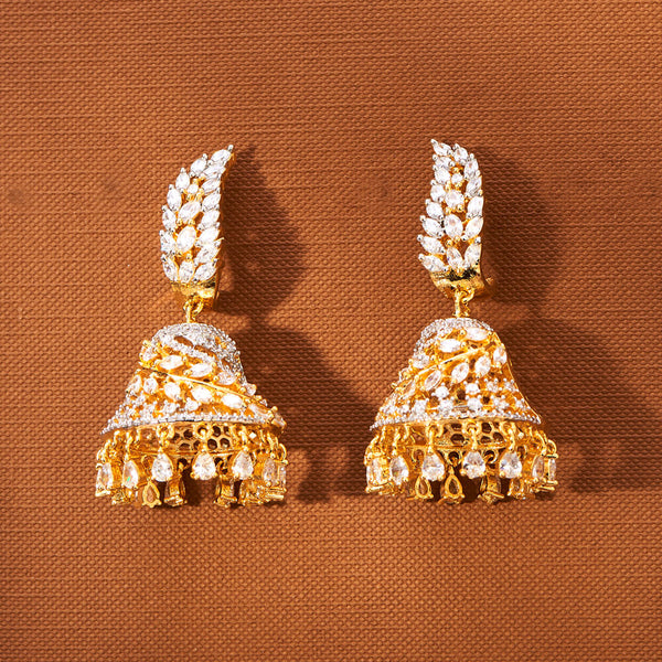 American Diamond Classic Jhumki With 2 Tone Rhodium Plating 433735