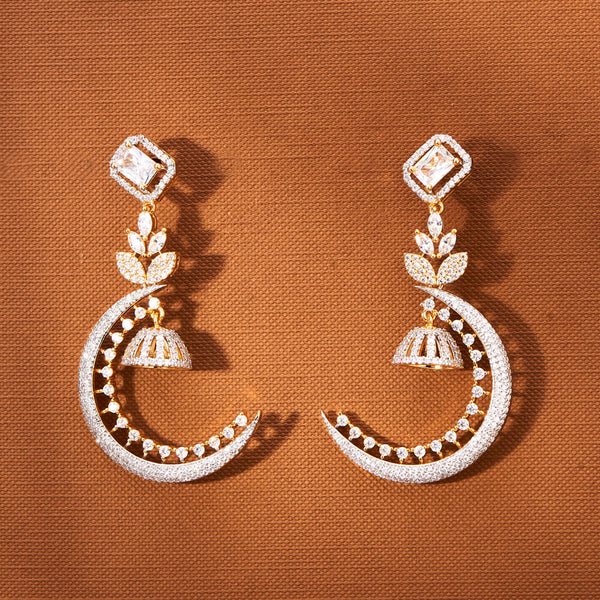 American Diamond Classic Earring With 2 Tone Black Rose Rhodium Plating 433771