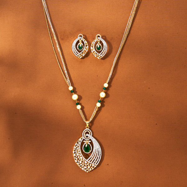 Cz Classic Pendant Set With 2 Tone Plating 433841