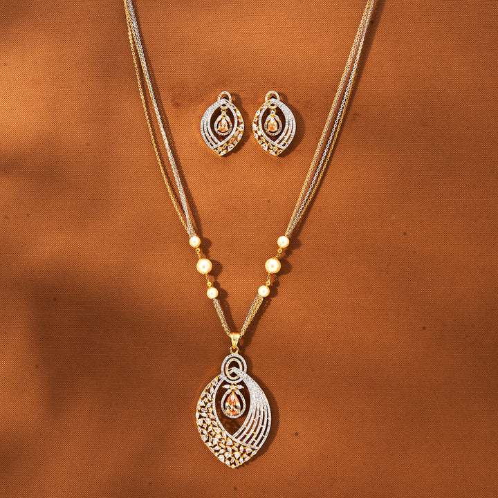 Cz Classic Pendant Set With 2 Tone Plating 433841