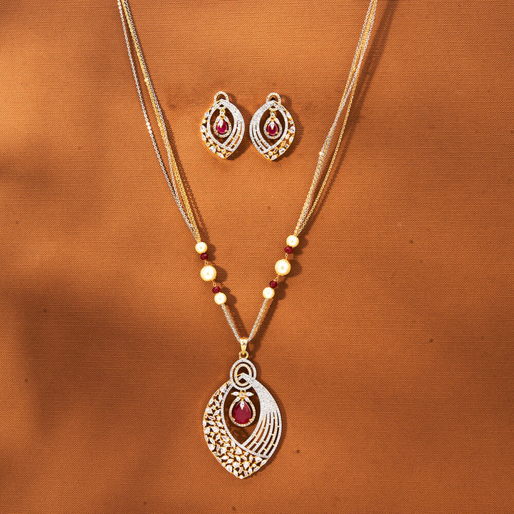 Cz Classic Pendant Set With 2 Tone Plating 433841