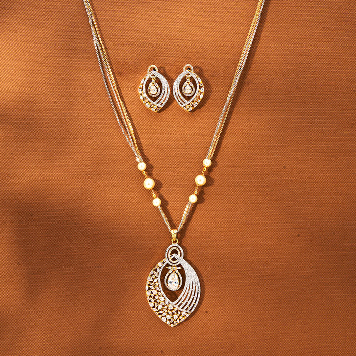 Cz Classic Pendant Set With 2 Tone Plating 433841