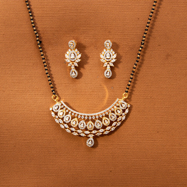 Cz Tanmaniya Mangalsutra With Rhodium 2 Tone Plating 433844