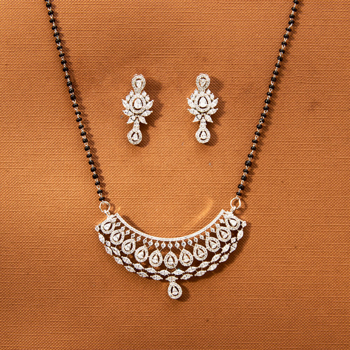 Cz Tanmaniya Mangalsutra With Rhodium 2 Tone Plating 433844