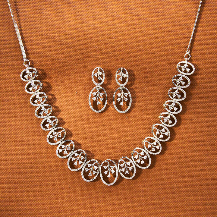 Cz Classic Necklace With Rhodium 2 Tone Plating 433869