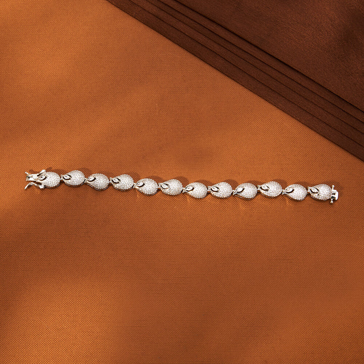 Cz Delicate Bracelet With Rhodium 2 Tone Plating 433901