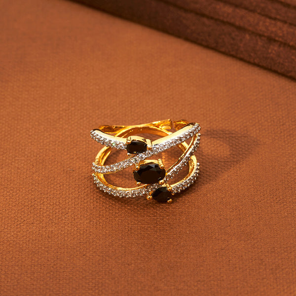 Cz Adjustable Ring With 2 Tone Plating 433926