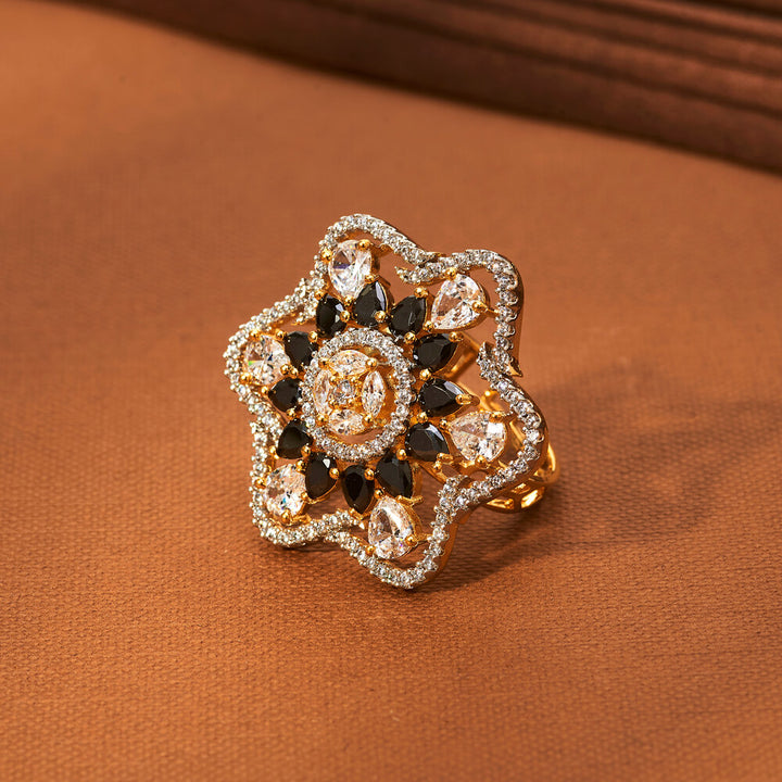 Cz Adjustable Ring With 2 Tone Plating 433940