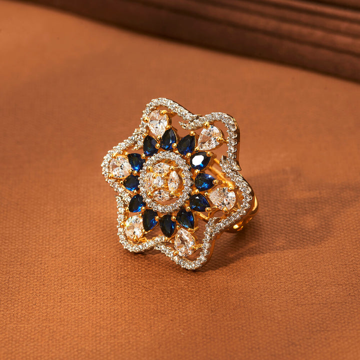 Cz Adjustable Ring With 2 Tone Plating 433940