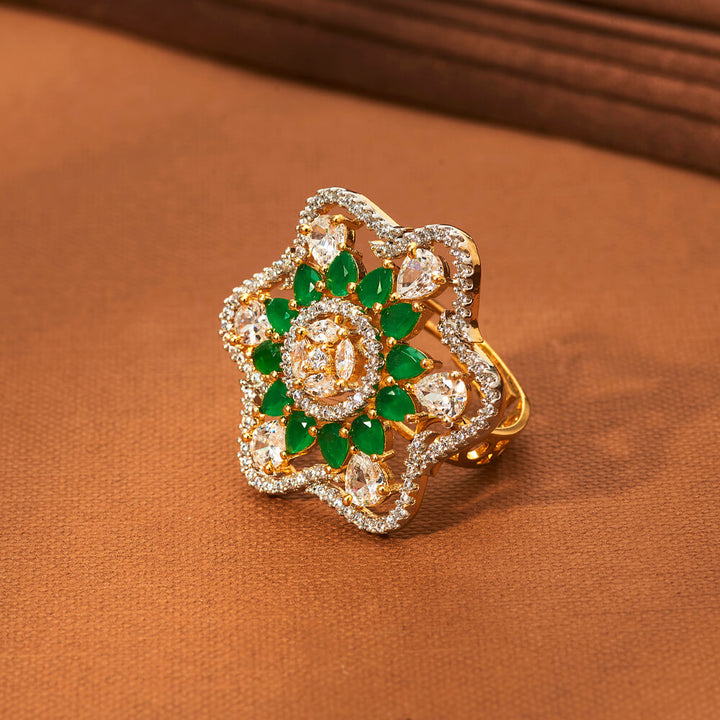 Cz Adjustable Ring With 2 Tone Plating 433940