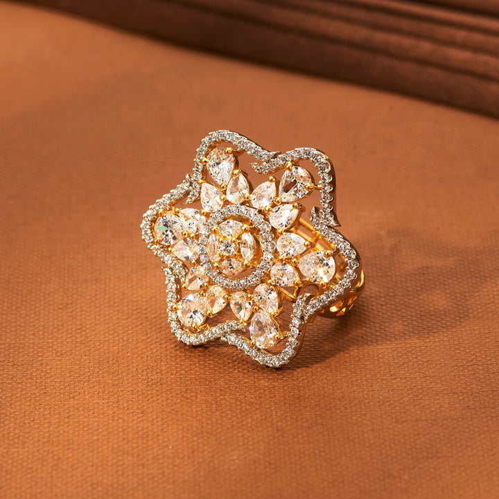 Cz Adjustable Ring With 2 Tone Plating 433940