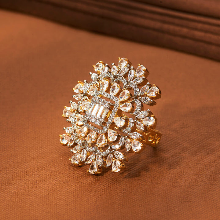 Cz Classic Ring With 2 Tone Plating 433941