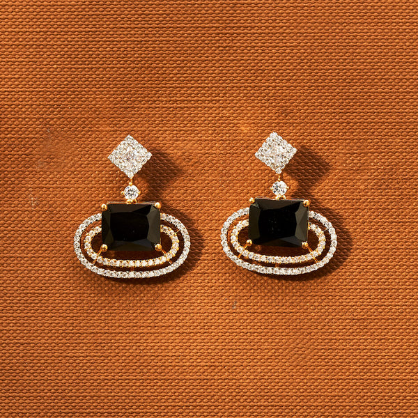 Cz Delicate Earring With 2 Tone Plating 433948