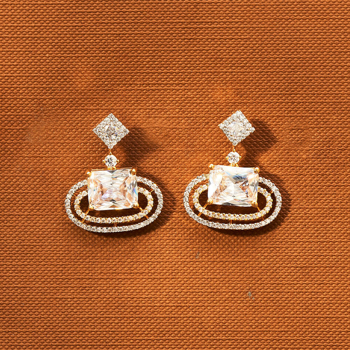 Cz Delicate Earring With 2 Tone Plating 433948