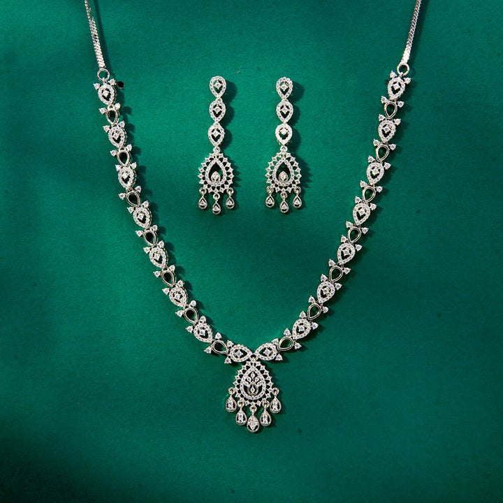 Cz Delicate Necklace With 2 Tone Rhodium Plating 433976