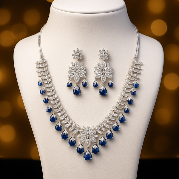 433983 Cz Classic Necklace With Rhodium Plating Plating