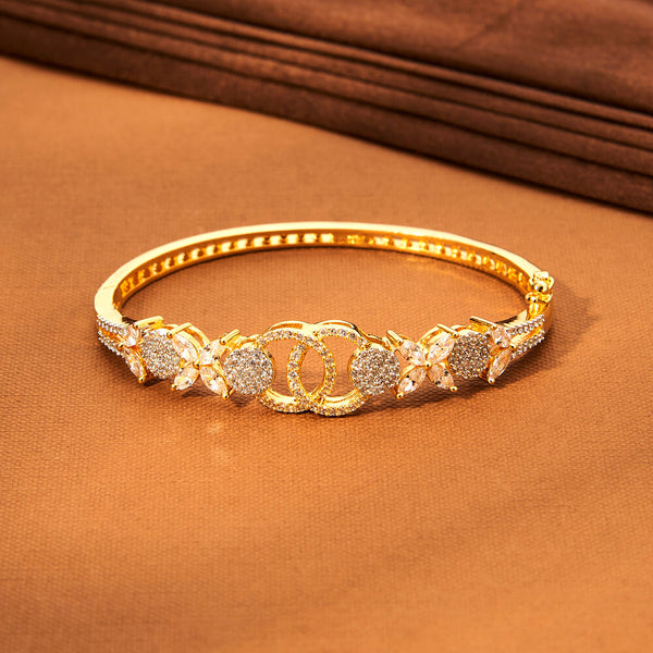 Cz Delicate Kada With Rhodium 2 Tone Plating 433993