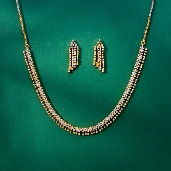 Cz Delicate Necklace With 2 Tone Rhodium Plating 434044