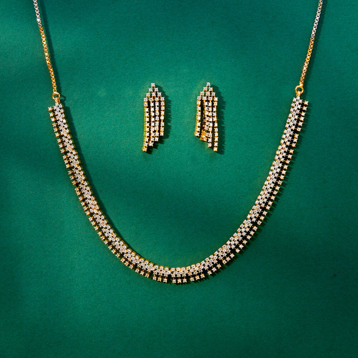 Cz Delicate Necklace With 2 Tone Rhodium Plating 434044