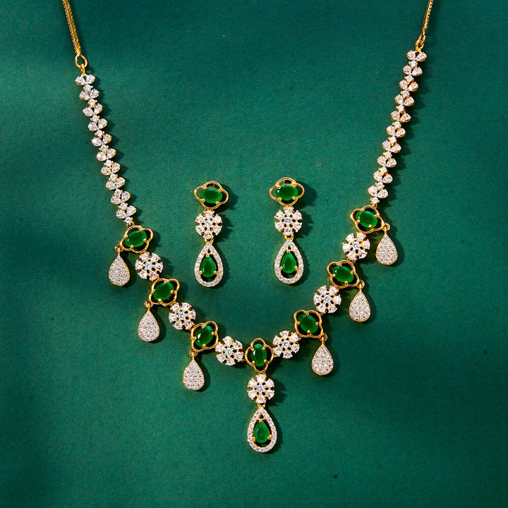 Cz Delicate Necklace With 2 Tone Plating 434054