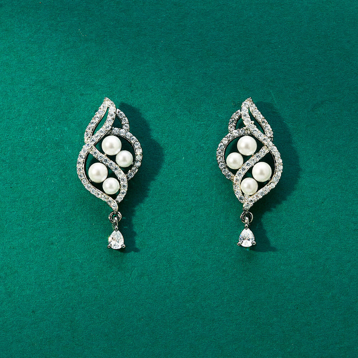 Cz Delicate Earring With Black 2 Tone Rhodium Plating 434080