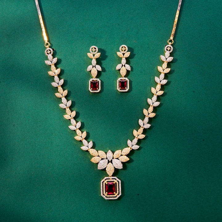 Cz Classic Necklace With 2 Tone Plating 434095